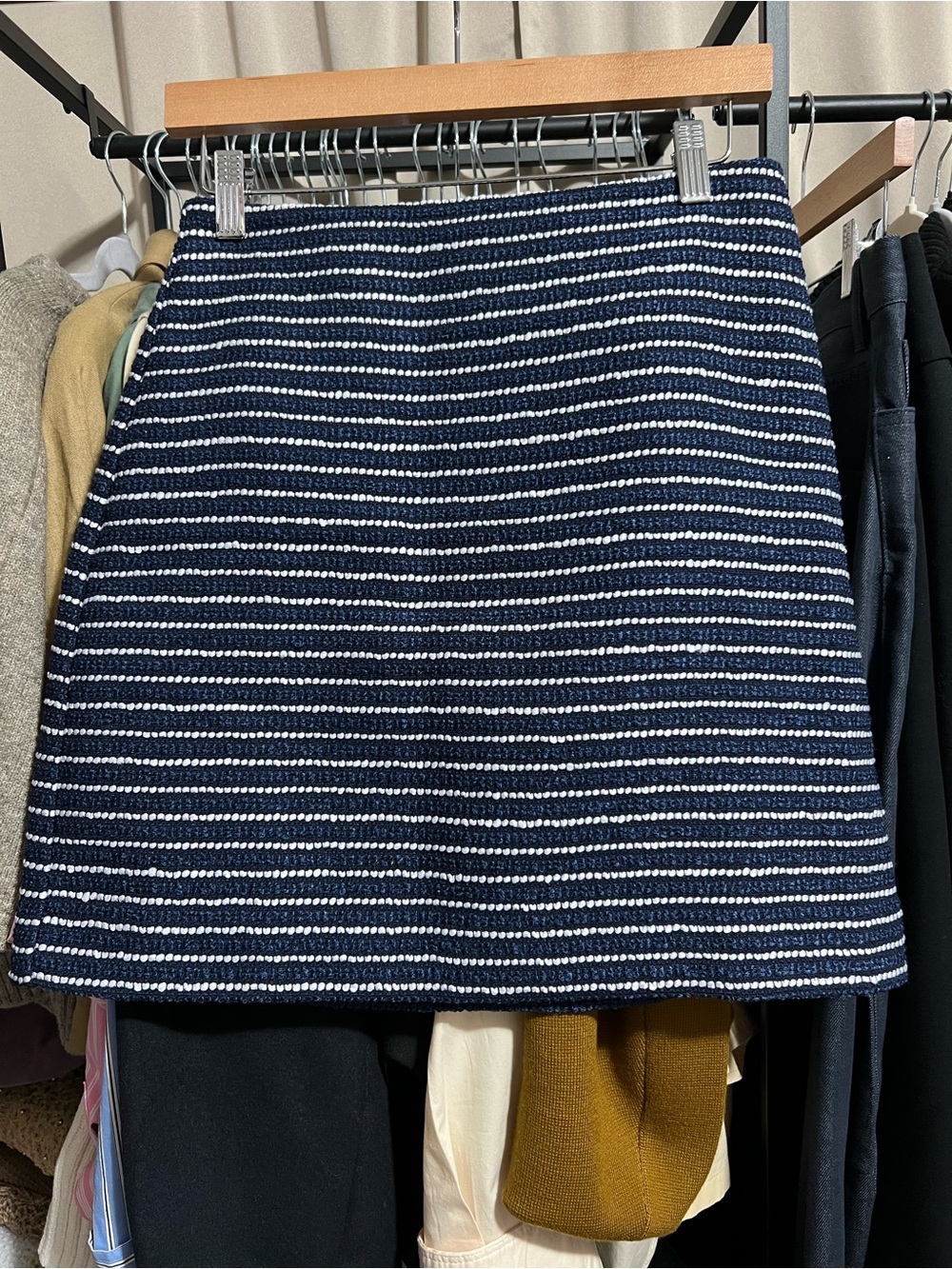 J. Crew Navy and White Striped Mini Skirt